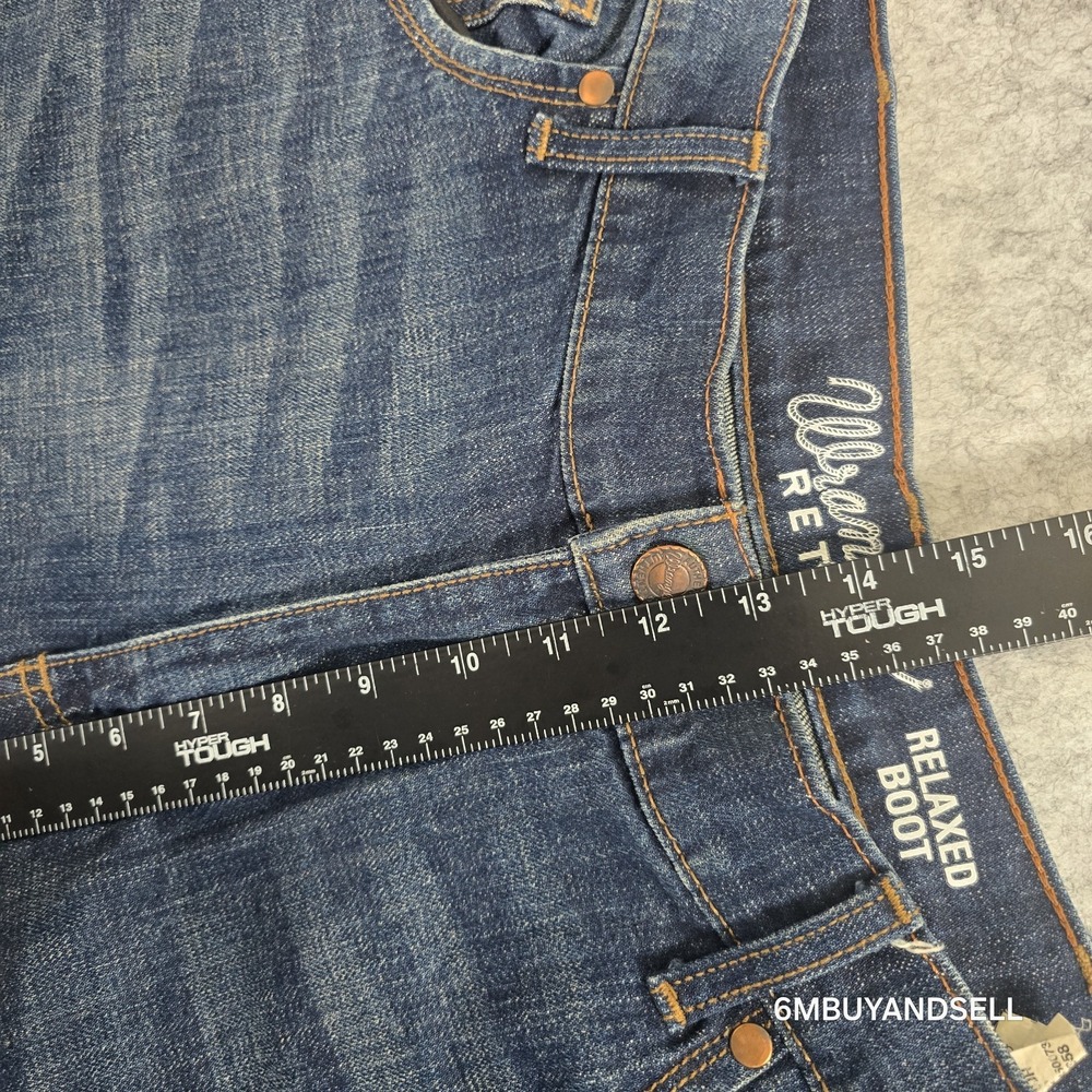 Wrangler Retro Relaxed Bootcut Jeans Mens 38x32 Fits 38x29.5 Dark Wash 10WRTJHJH - Picture 10 of 14
